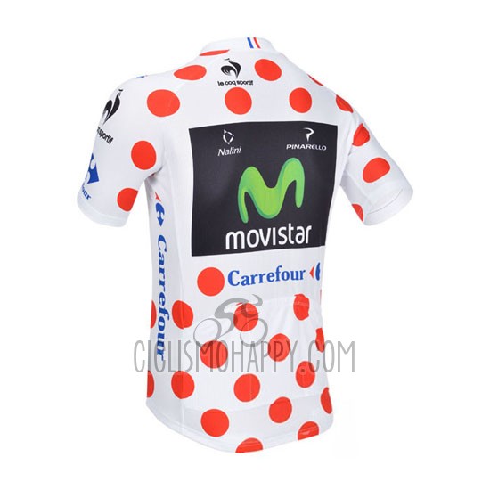 Movistar Lider Cycling Jersey Bib Short 2013 Men Short Sleeve White and Red